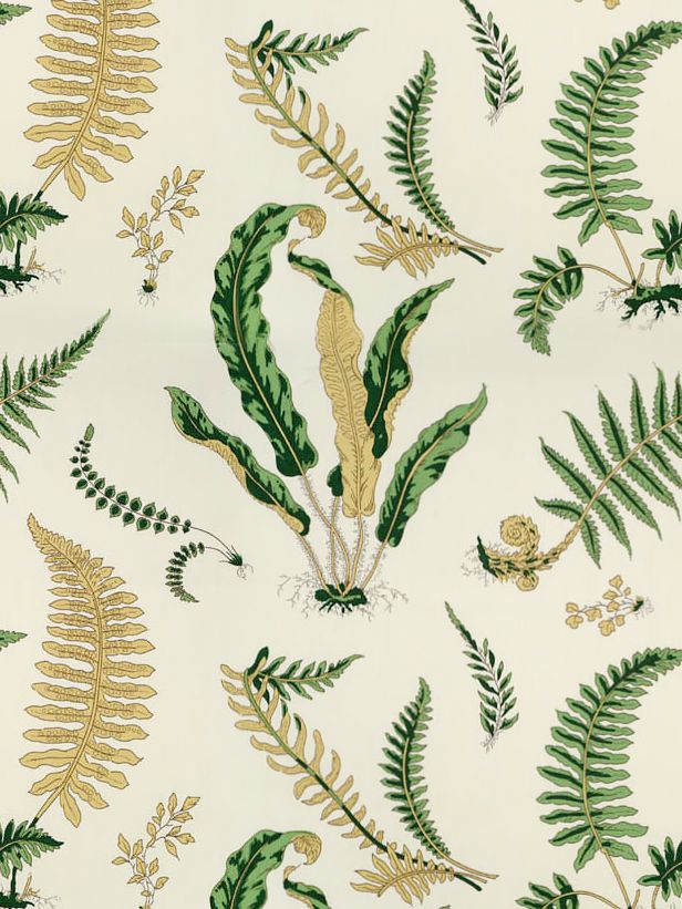 Scalamandre SC 000116425 GREENS ON OFF-WHITE ELSIE DE WOLFE OUTDOOR Fabric - Eade's Wallpaper