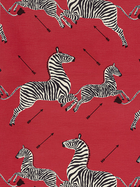 Scalamandre SC 000116496M MASAI RED ZEBRAS - FABRIC Fabric - Eade's Wallpaper