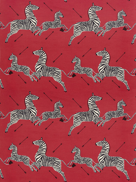Scalamandre SC 000116496M MASAI RED ZEBRAS - FABRIC Fabric - Eade's Wallpaper