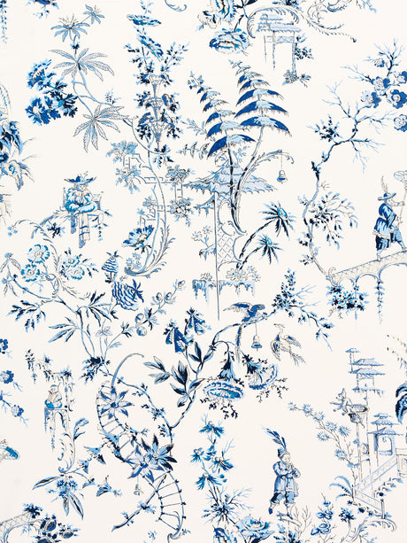 Scalamandre SC 000116552 CHINA BLUE NANJING Fabric - Eade's Wallpaper