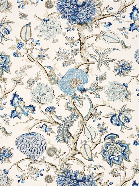 Scalamandre SC 000116556 DELFT PONDICHERRY LINEN PRINT Fabric - Eade's Wallpaper