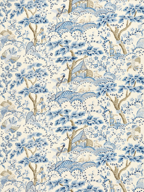 Scalamandre SC 000116590 PORCELAIN KELMESCOTT HAND BLOCK PRINT Fabric - Eade's Wallpaper