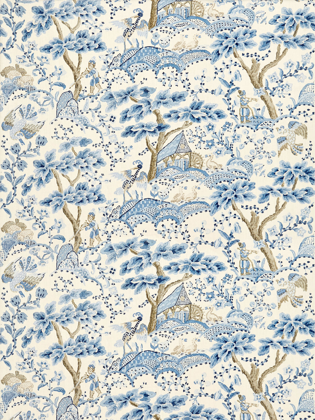 Scalamandre SC 000116590 PORCELAIN KELMESCOTT HAND BLOCK PRINT Fabric - Eade's Wallpaper