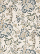 Scalamandre SC 000116603 AQUAMARINE ON IVORY CUMBRIA HAND BLOCK PRINT Fabric - Eade's Wallpaper