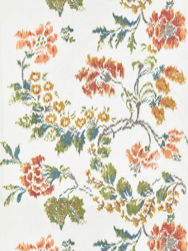 Scalamandre SC 000116611 MULTI ON IVORY KEW GARDENS WARP PRINT Fabric - Eade's Wallpaper