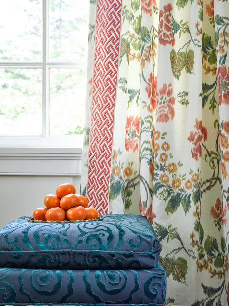 Scalamandre SC 000116611 MULTI ON IVORY KEW GARDENS WARP PRINT Fabric - Eade's Wallpaper