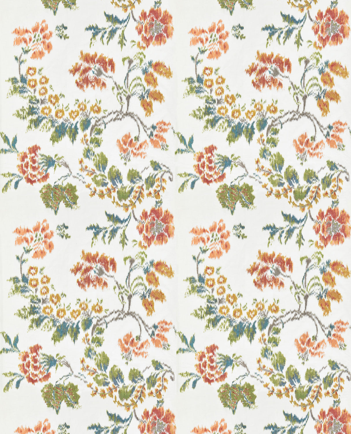 Scalamandre SC 000116611 MULTI ON IVORY KEW GARDENS WARP PRINT Fabric - Eade's Wallpaper