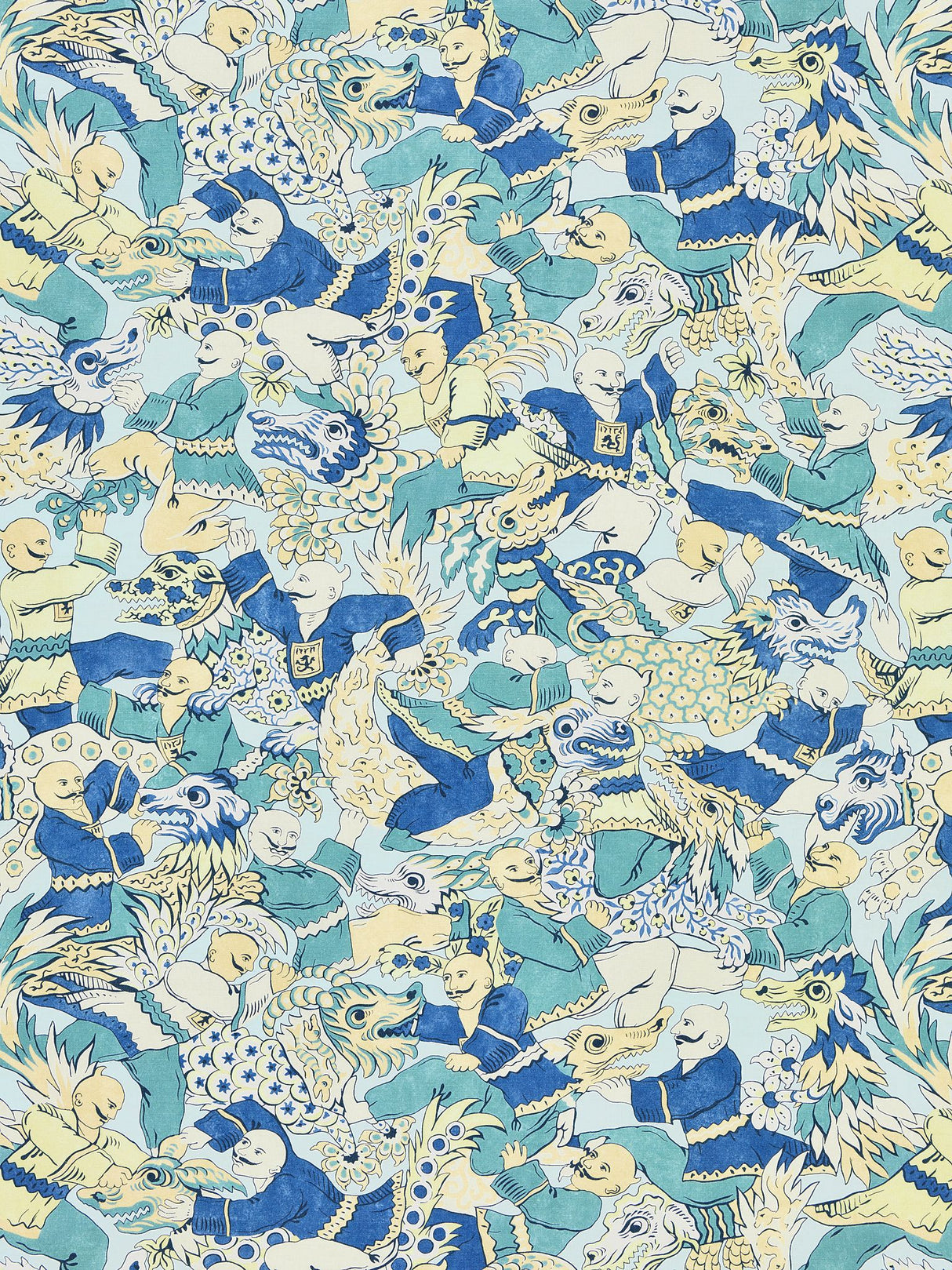 Scalamandre SC 000116612 SUMMER SAGE DRAGON DANCE Fabric - Eade's Wallpaper