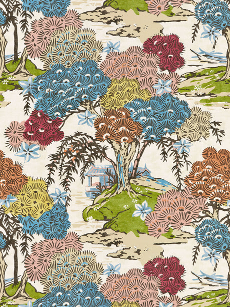 Scalamandre SC 000116627 SUNRISE SEA OF TREES PRINT Fabric - Eade's Wallpaper