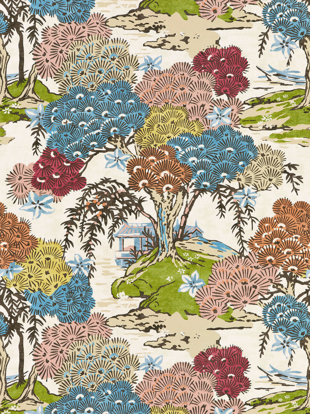 Scalamandre SC 000116627 SUNRISE SEA OF TREES PRINT Fabric - Eade's Wallpaper