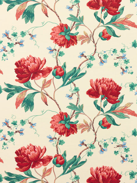 Scalamandre SC 000116650 RED MULTI ISADORA PRINT Fabric - Eade's Wallpaper