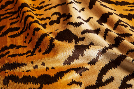 Scalamandre SC 000126167MM IVORY, GOLD & BLACK TIGRE - SILK Fabric - Eade's Wallpaper