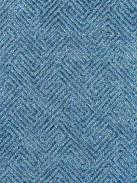 Scalamandre SC 000127060 DENIM MEANDER VELVET Fabric - Eade's Wallpaper