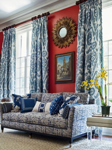 Scalamandre SC 000127097 INDIGO BUKHARA SILK IKAT Fabric - Eade's Wallpaper
