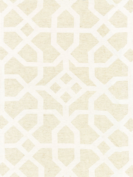Scalamandre SC 000127149 NATURAL & IVORY LINEN LATTICE Fabric - Eade's Wallpaper