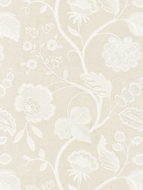 Scalamandre SC 000127151 FLAX KENSINGTON EMBROIDERY Fabric - Eade's Wallpaper