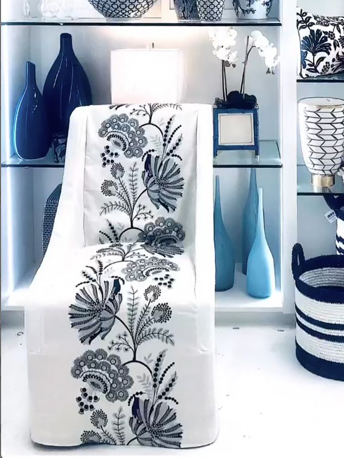 Scalamandre SC 000127162 PORCELAIN ANNELISE EMBROIDERY Fabric - Eade's Wallpaper