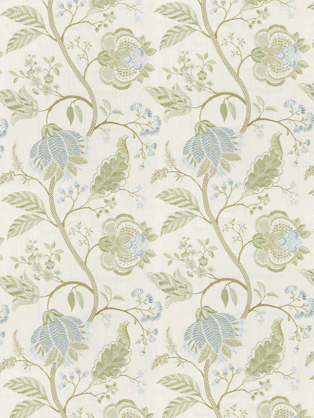 Scalamandre SC 000127175 SUMMER SAGE PALAMPORE EMBROIDERY Fabric - Eade's Wallpaper