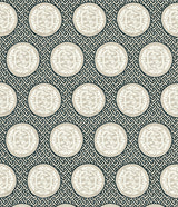 Scalamandre SC 000127215 BLACK & TAN DRAGON'S FRET EMBROIDERY Fabric - Eade's Wallpaper