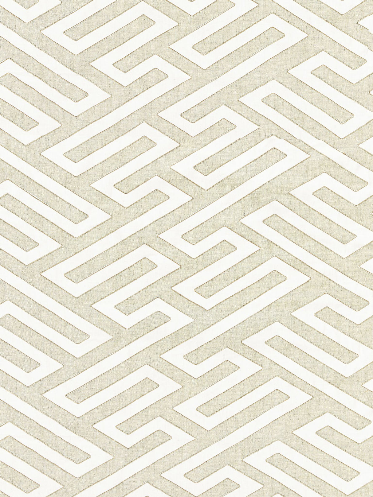 Scalamandre SC 000127218 LINEN CANTON FRET APPLIQUE Fabric - Eade's Wallpaper