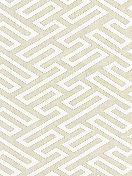 Scalamandre SC 000127218 LINEN CANTON FRET APPLIQUE Fabric - Eade's Wallpaper