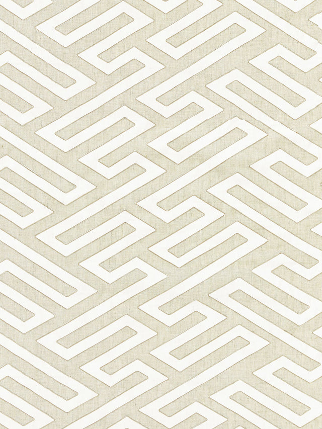 Scalamandre SC 000127218 LINEN CANTON FRET APPLIQUE Fabric - Eade's Wallpaper