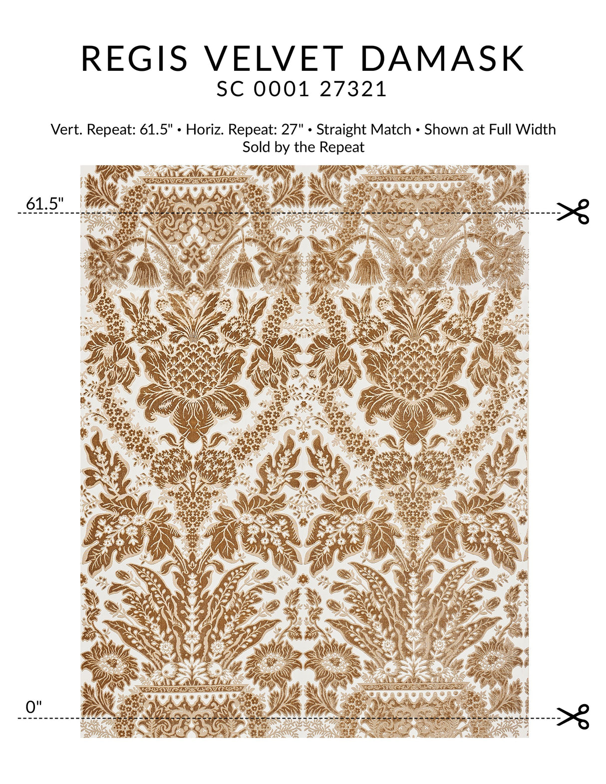 Scalamandre SC 000127321 FAWN REGIS VELVET DAMASK Fabric - Eade's Wallpaper
