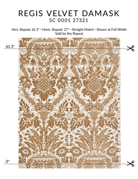 Scalamandre SC 000127321 FAWN REGIS VELVET DAMASK Fabric - Eade's Wallpaper