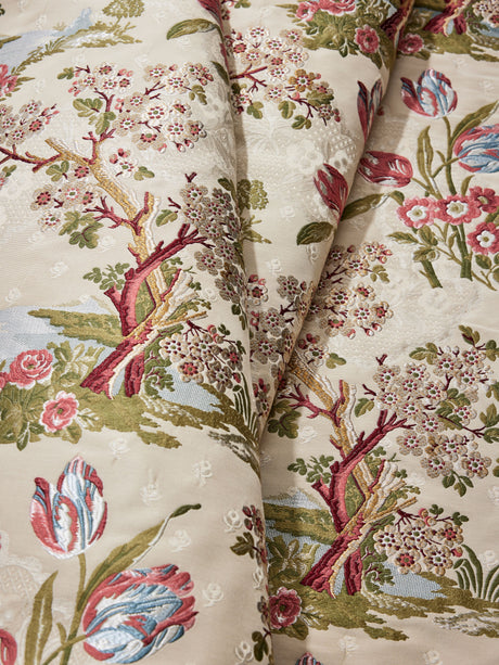 Scalamandre SC 000127322 SPRING ON IVORY AVIGNON BROCADE Fabric - Eade's Wallpaper