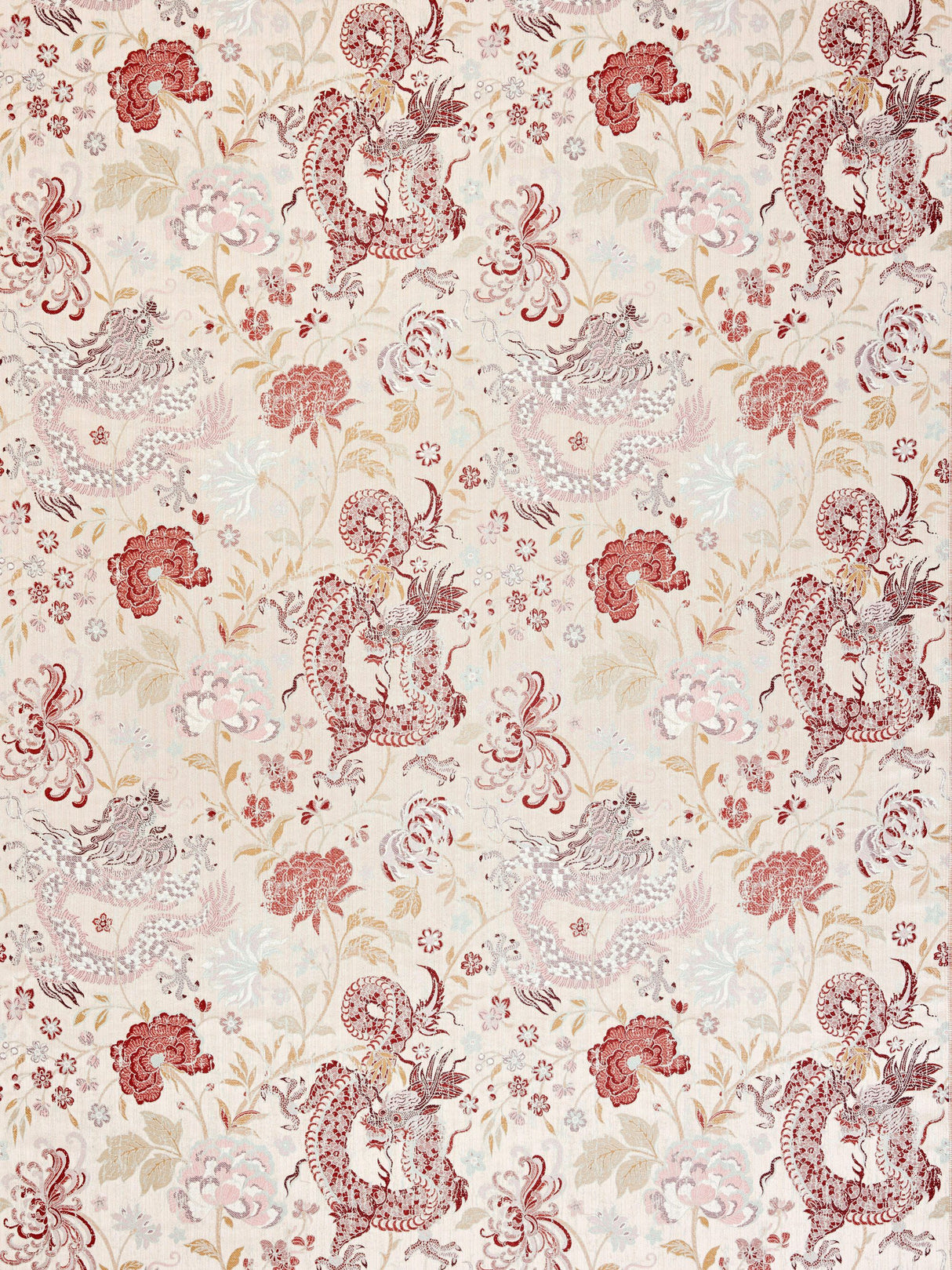 Scalamandre SC 000127327 WINTER ROSE DRAGON TABLEAU Fabric - Eade's Wallpaper