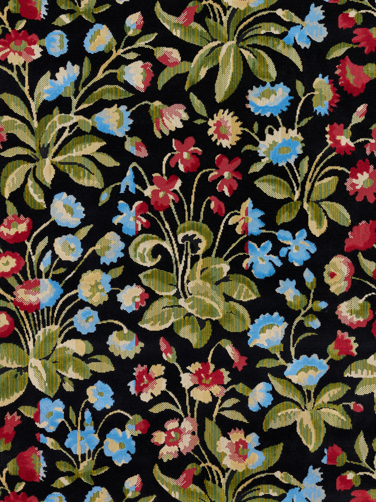 Scalamandre SC 000127328 JET MEADOW MILLEFLEUR VELVET Fabric - Eade's Wallpaper