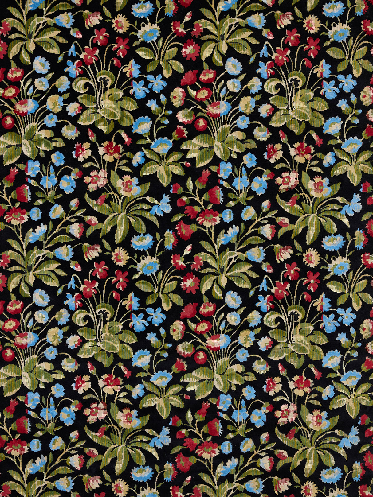 Scalamandre SC 000127328 JET MEADOW MILLEFLEUR VELVET Fabric - Eade's Wallpaper