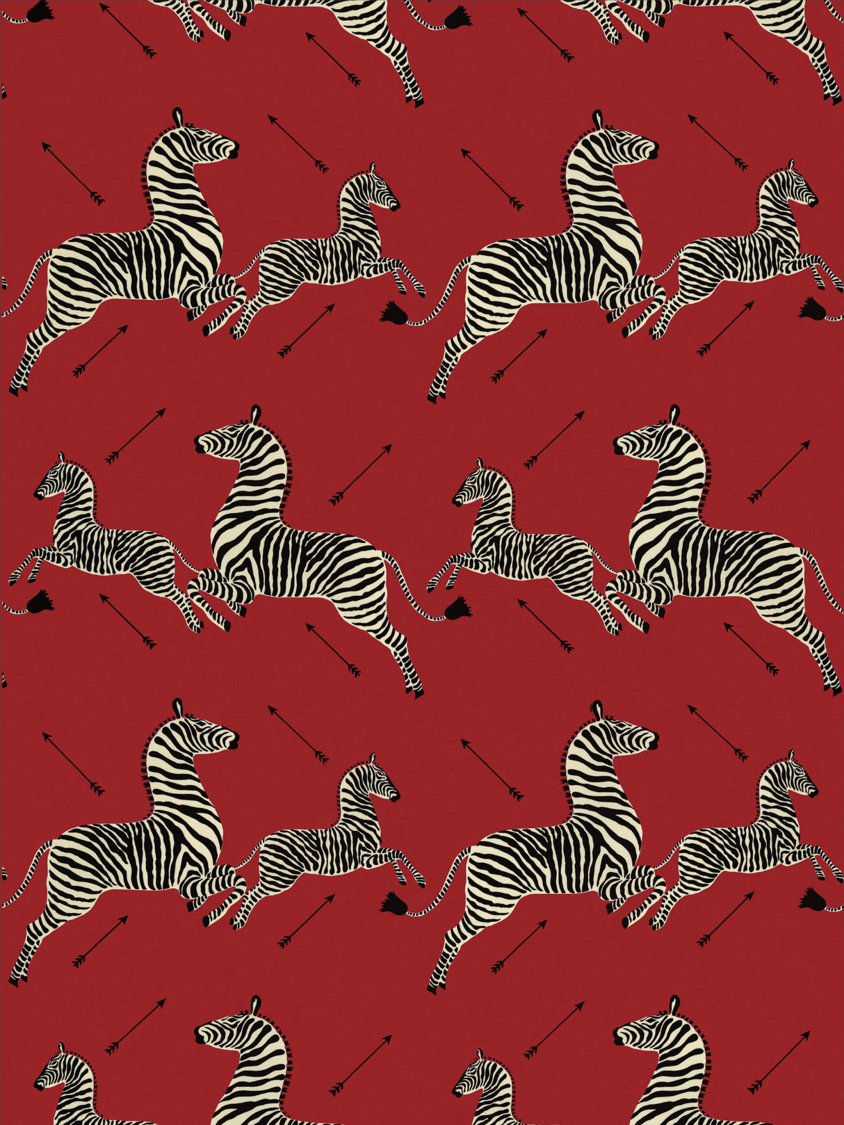 Scalamandre SC 000136378 MASAI RED ZEBRAS - OUTDOOR Fabric - Eade's Wallpaper