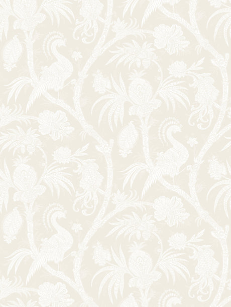 Scalamandre SC 0001WP88355 ALABASTER BALINESE PEACOCK WALLPAPER - Eade's Wallpaper