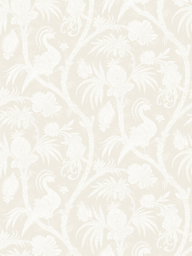 Scalamandre SC 0001WP88355 ALABASTER BALINESE PEACOCK WALLPAPER - Eade's Wallpaper