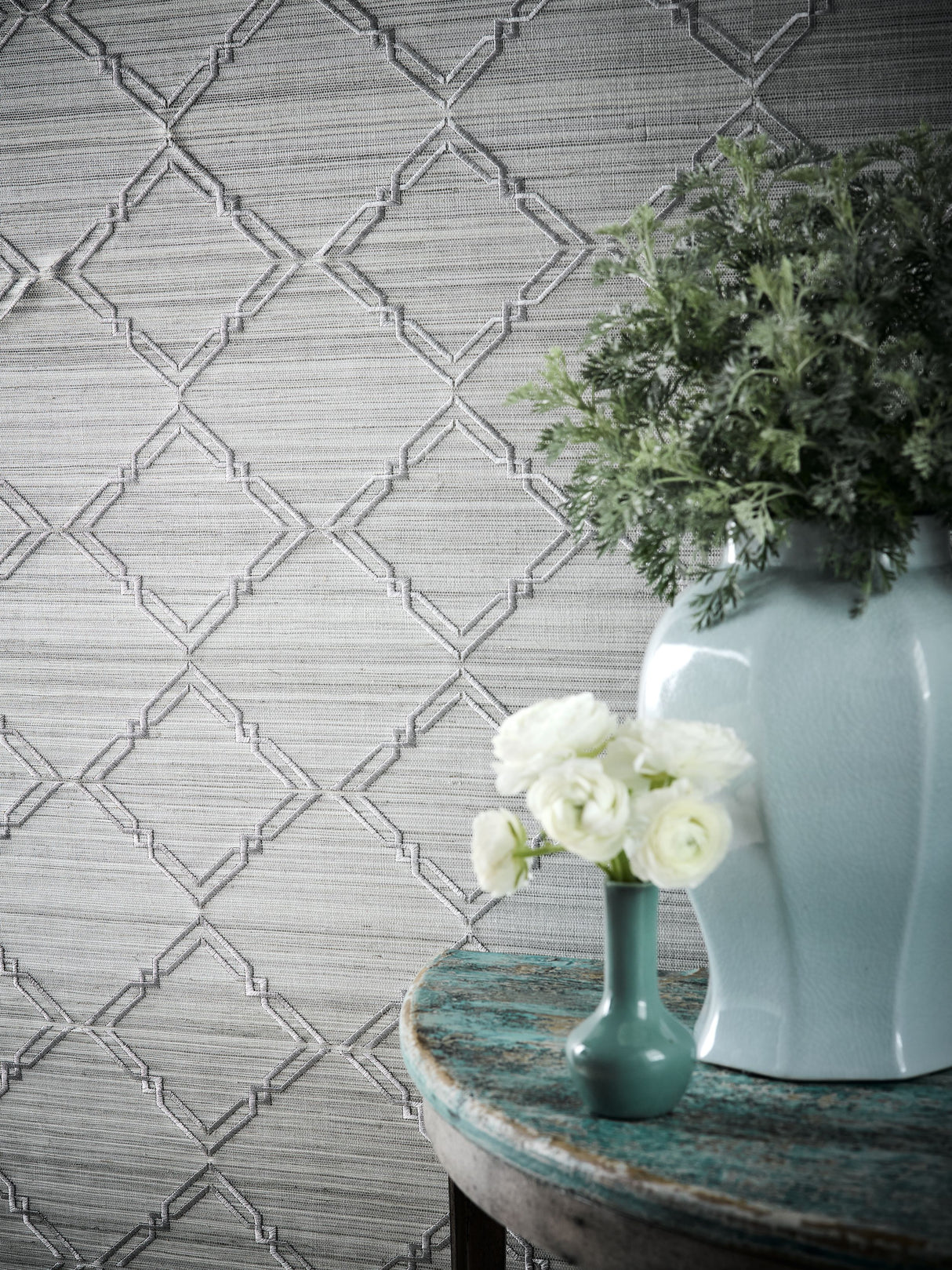 Scalamandre SC 0003WP88383 BRONZE MONROE EMBROIDERED GRASSCLOTH WALLPAPER - Eade's Wallpaper