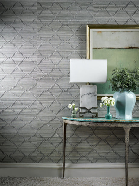 Scalamandre SC 0003WP88383 BRONZE MONROE EMBROIDERED GRASSCLOTH WALLPAPER - Eade's Wallpaper