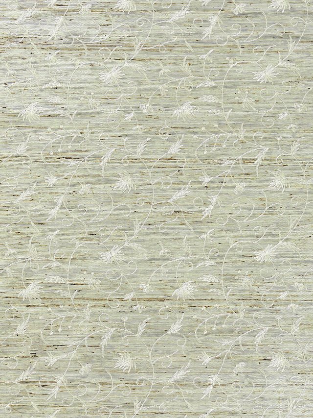 Scalamandre SC 0001WP88384 WINTER WHEAT OLIVIA EMBROIDERED GRASSCLOTH WALLPAPER - Eade's Wallpaper