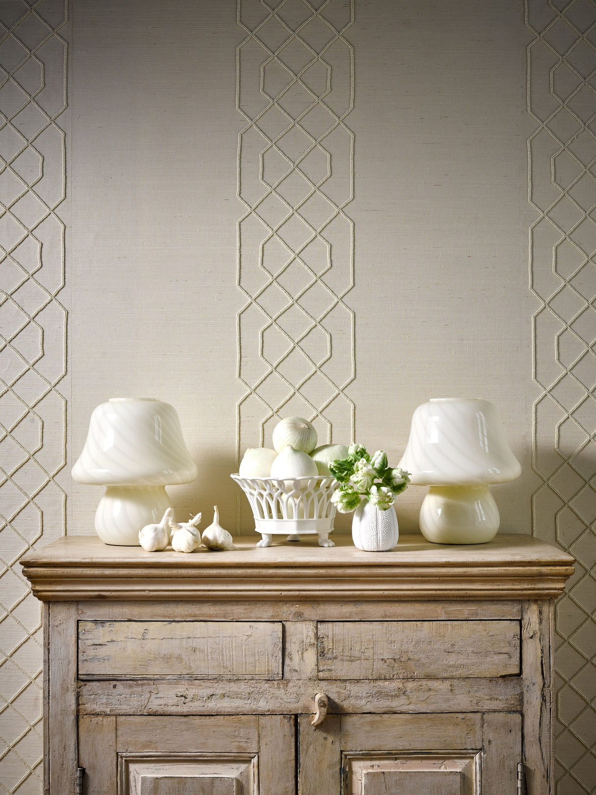 Scalamandre SC 0001WP88385 IVORY ADELAIDE BEADED SISAL WALLPAPER - Eade's Wallpaper