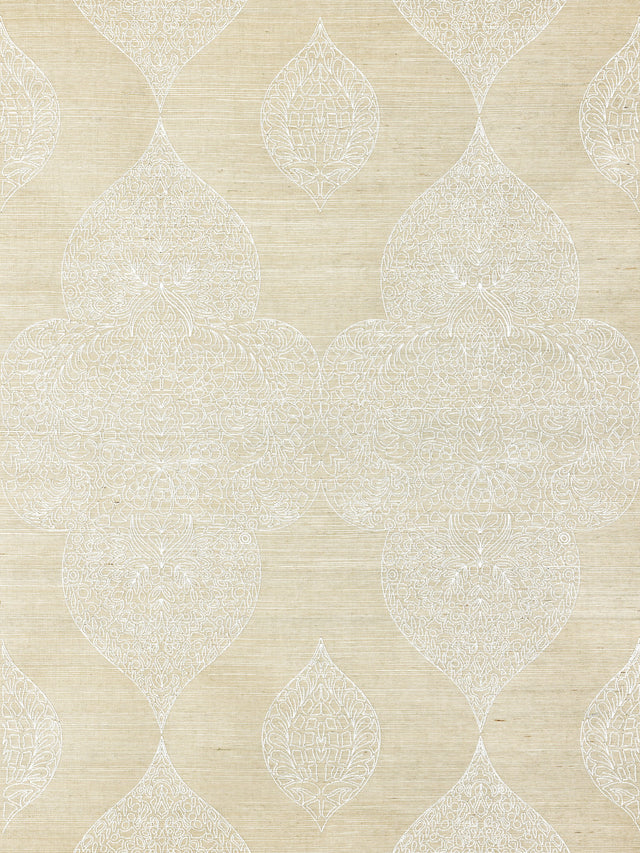 Scalamandre SC 0001WP88555 CHAI TAJ EMBROIDERED SISAL WALLPAPER - Eade's Wallpaper