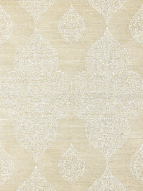 Scalamandre SC 0001WP88555 CHAI TAJ EMBROIDERED SISAL WALLPAPER - Eade's Wallpaper