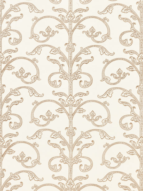 Scalamandre SC 0001WP88558 LATTE SAXONY SCROLL WALLPAPER - Eade's Wallpaper