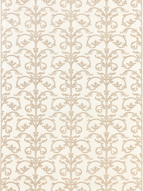 Scalamandre SC 0001WP88558 LATTE SAXONY SCROLL WALLPAPER - Eade's Wallpaper