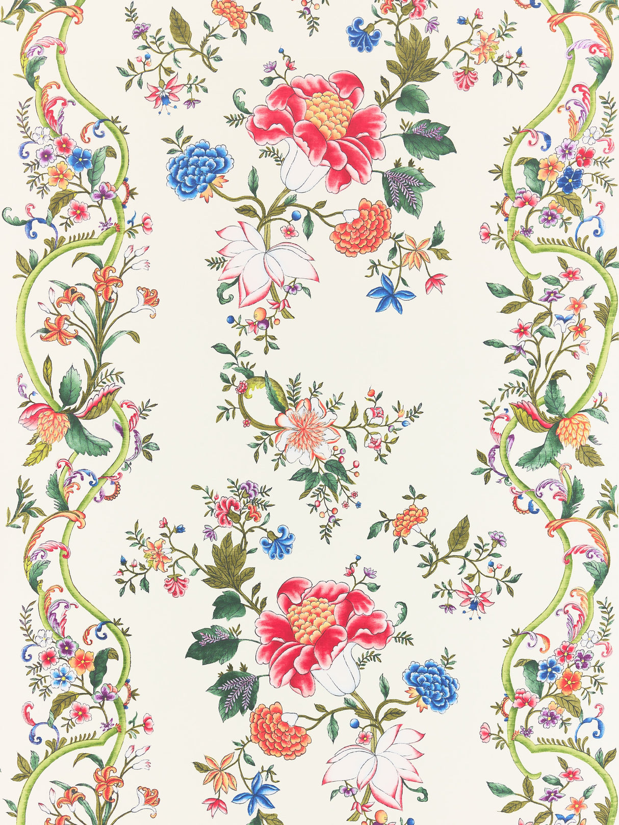 Scalamandre SC 0001WP88566 CREAM MULTI CAMELLIA TRELLIS WALLPAPER - Eade's Wallpaper