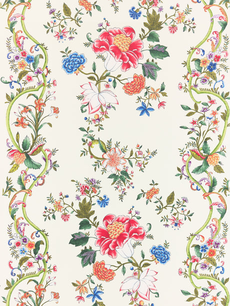 Scalamandre SC 0001WP88566 CREAM MULTI CAMELLIA TRELLIS WALLPAPER - Eade's Wallpaper