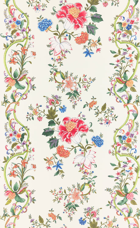 Scalamandre SC 0001WP88566 CREAM MULTI CAMELLIA TRELLIS WALLPAPER - Eade's Wallpaper