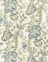 Scalamandre SC 0001WP88589 AQUAMARINE ON IVORY CUMBRIA WALLPAPER - Eade's Wallpaper
