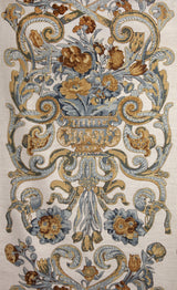 Scalamandre SC 000216136M MULTI BLUE & OAKWOOD BAROQUE FLORAL CANVAS Fabric - Eade's Wallpaper