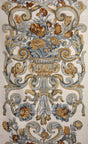 Scalamandre SC 000216136M MULTI BLUE & OAKWOOD BAROQUE FLORAL CANVAS Fabric - Eade's Wallpaper
