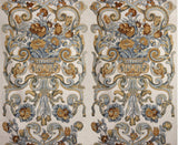 Scalamandre SC 000216136M MULTI BLUE & OAKWOOD BAROQUE FLORAL CANVAS Fabric - Eade's Wallpaper
